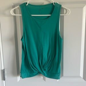 Gapfit Size XS Teal Green Workout Shirt Sleeveless twist Front